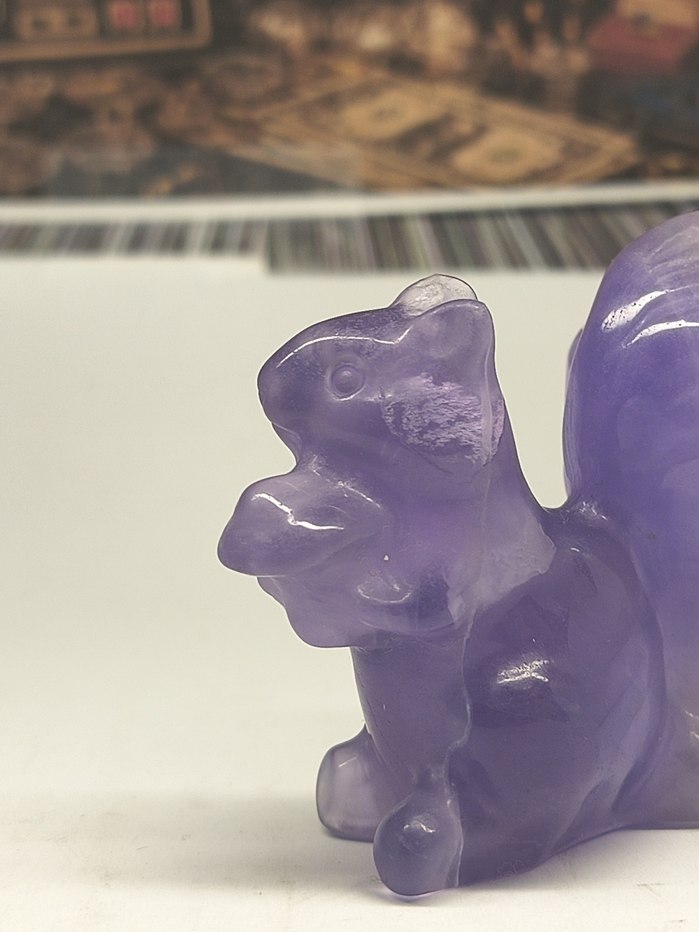 Purple Quartz Crystal Squirrel Figurine